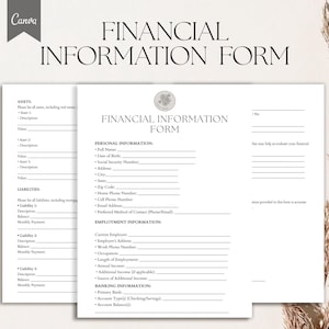 Financial Information Form Template, Pdf, Canva