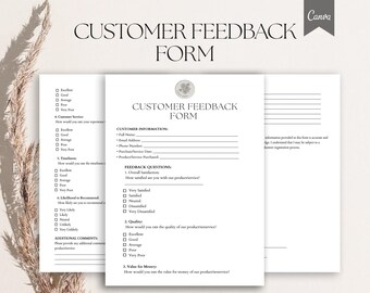顧客フィードバック フォーム テンプレート、PDF、Canva