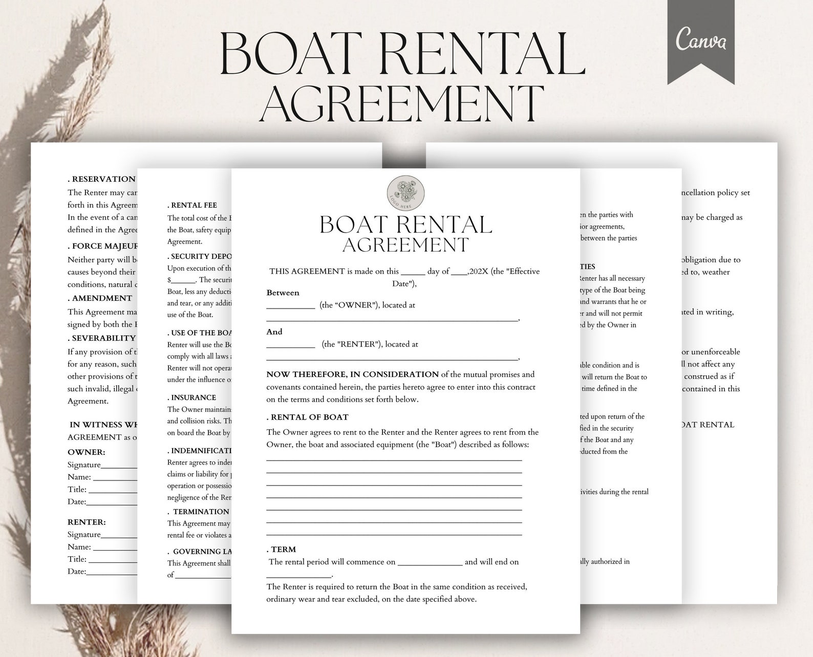 Editable Boat Rental Agreement Template, Boat Rental Contract, Boat Editable Boat Rental Agreement Template, Boat Rental Contract, Boat