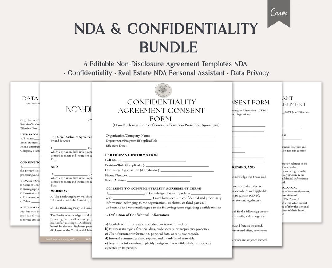Nda Form Financial NDA & Confidentiality Bundle, 6 Editable Non-disclosure Agreement ...