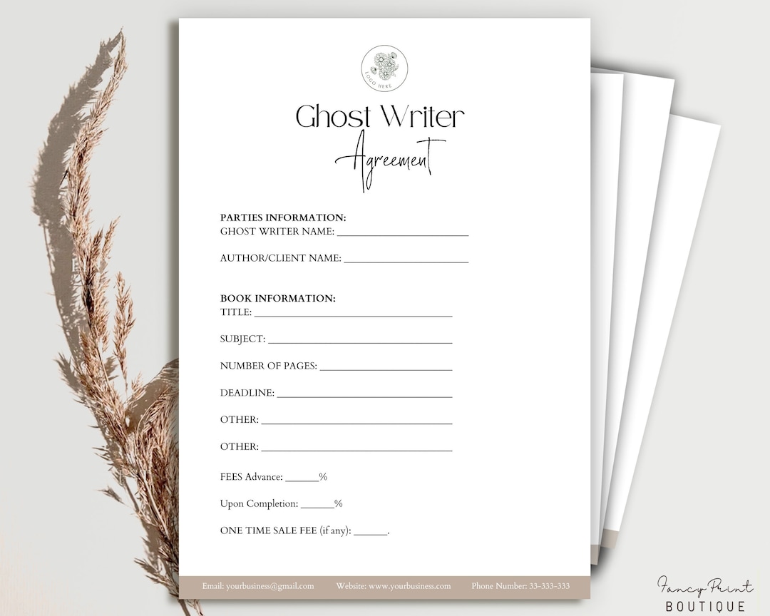 Ghost Writer Contract, Writer Contract Template, Editable Ghost Writer Ghost Writer Contract, Writer Contract Template, Editable Ghost Writer