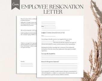 Employee Resignation Letter Template, PDF, Canva