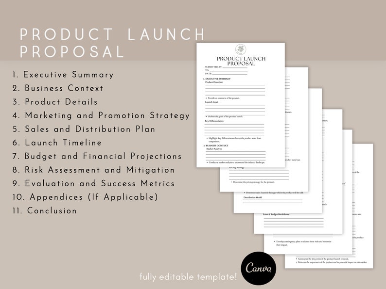 Product Launch Proposal Template, Form Pdf, Canva - Etsy