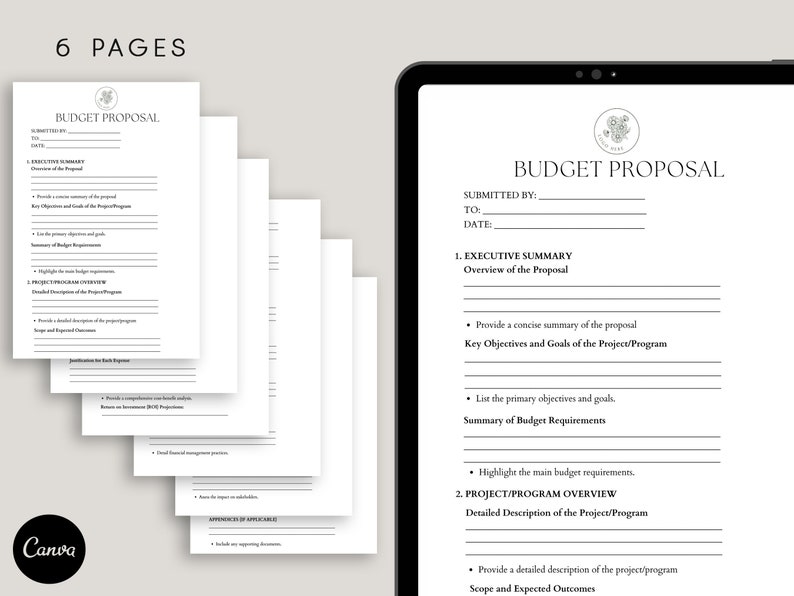 Budget Proposal, Project Budgeting form, Financial proposal template, Pdf, Canva image 2