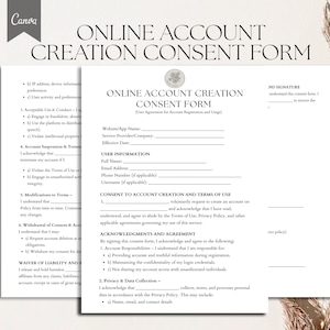 Online Account Creation Consent Form Template, PDF, Canva