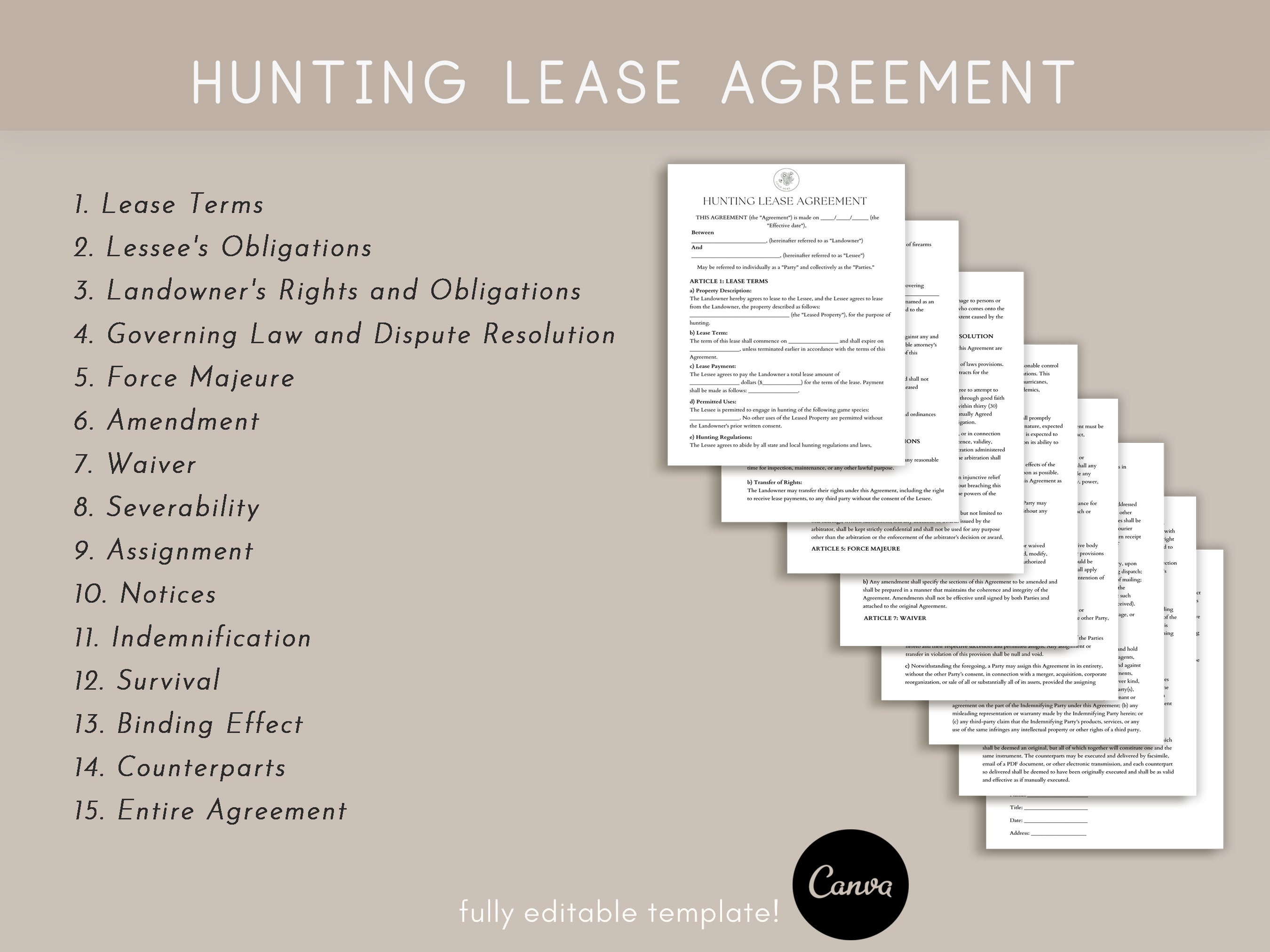 Hunting Lease Agreement Template, Hunting Land Lease Agreement, Hunting