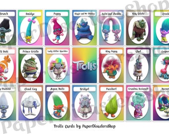 21 Trolls Cards for Print, Collecting, Trading, Games, Rewards (DIGITAL - Not printed and shipped to you)