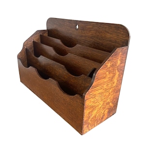 antique edwardian c1910 wood four compartment desk stationary letter holder antique letter rack antique stationary holder desk accessory