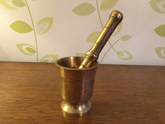 Solid Brass Mortar and Pestle for Blending Herbs or Incense Apothecary 