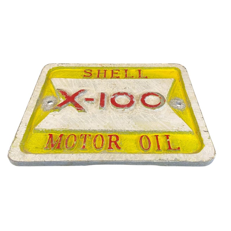 Vintage 1960s Shell X 100 Motor Oil Aluminum Metal Garage Sign App 27 ...