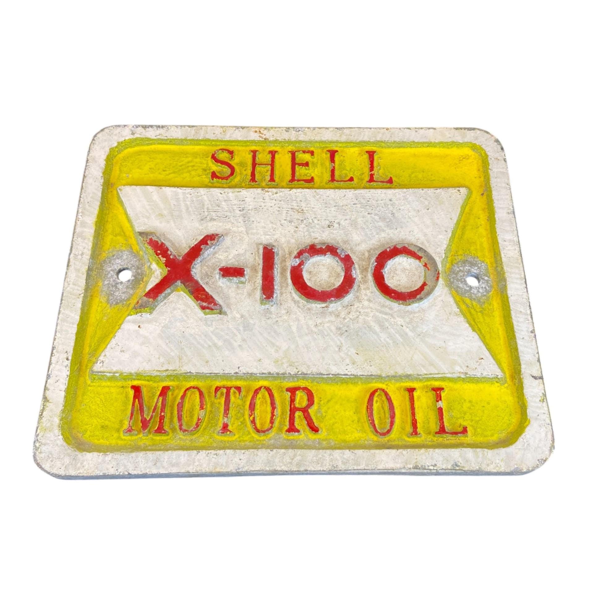 Vintage 1960s Shell X 100 Motor Oil Aluminum Metal Garage Sign App 27 ...
