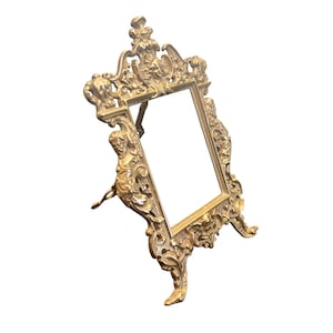 antique Brass french rococo style Photo Frame Picture Frame, Gold Photo Frame, Antique Brass, Hollywood Regency Free Standing Photo Frame,