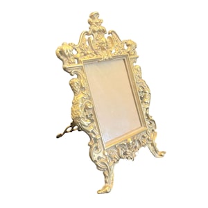 antique Brass french louis style Photo Frame Picture Frame, Gold Photo Frame, Antique Brass, Hollywood Regency Free Standing Photo Frame,