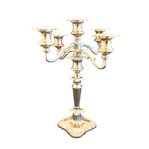 vintage french ornate rococo style silver plated made in england five sconce candelabra vintage candle holder candlestick table centerpiece