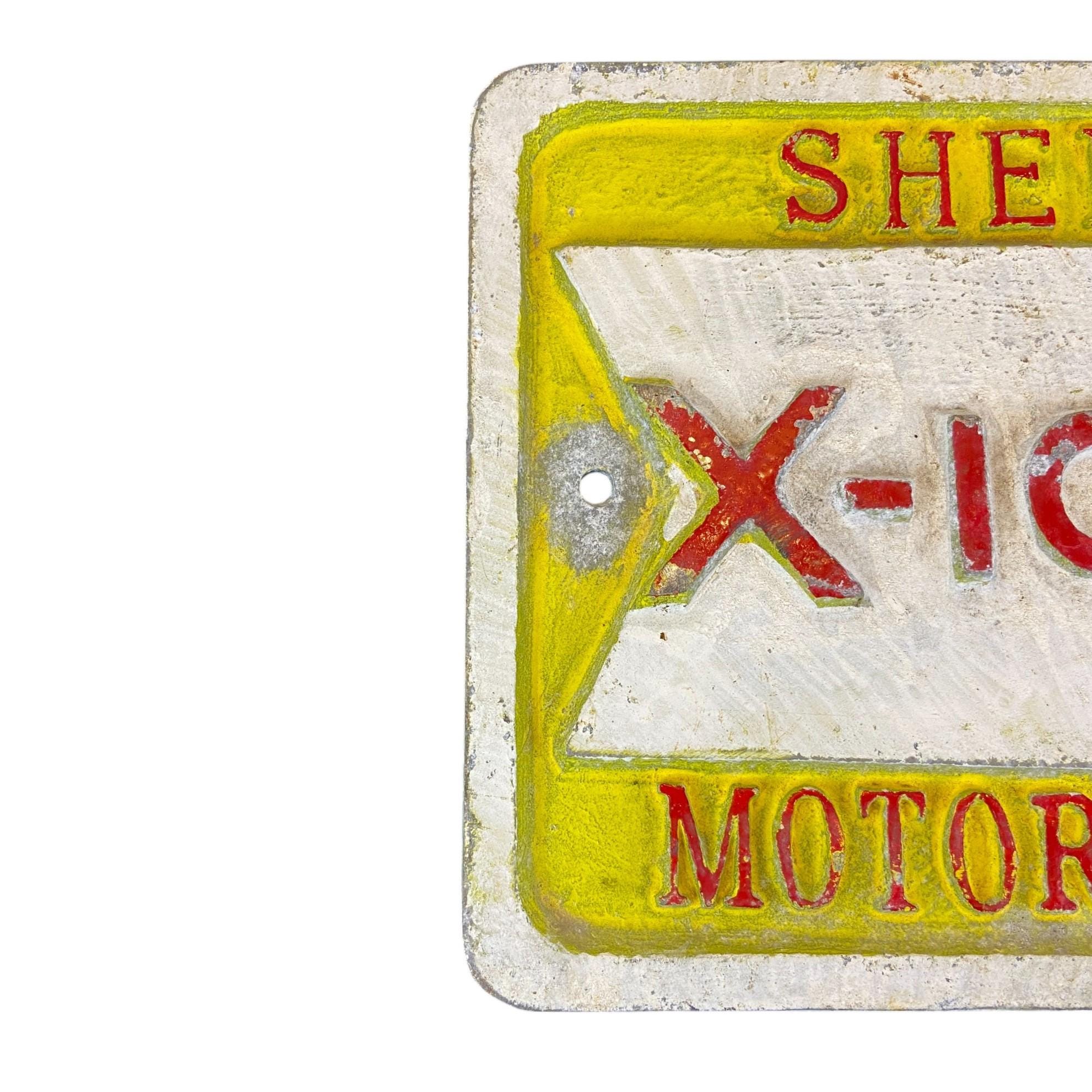 Vintage 1960s Shell X 100 Motor Oil Aluminum Metal Garage Sign App 27 ...