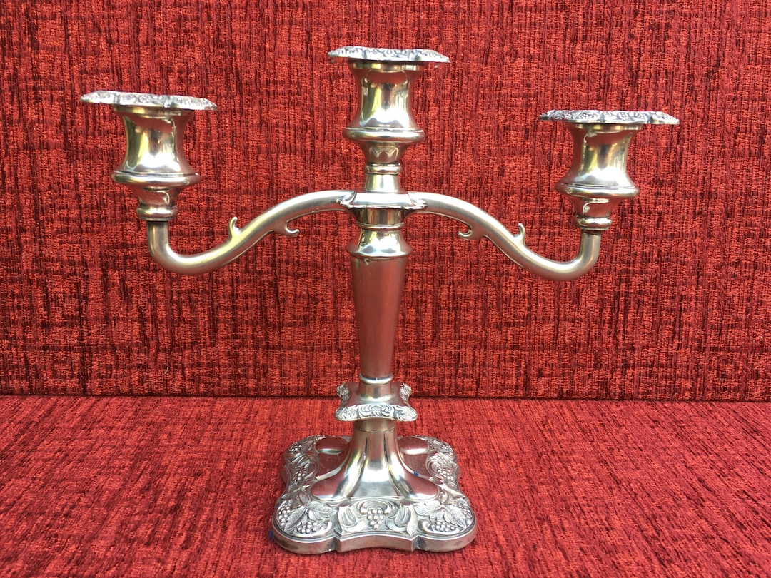 Vintage French Ornate Rococo Style Silver Plated Made in England Three ...