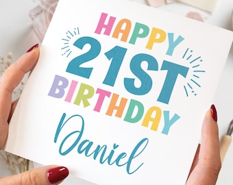 Tarjeta de cumpleaños número 21 personalizada con nombre