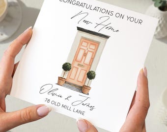 Tarjeta de inauguración de casa personalizada, regalo para cambio de domicilio, recuerdo personalizado de mudanza, diseño moderno y limpio.