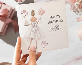 Tarjeta de cumpleaños personalizada para ella con nombre personalizado