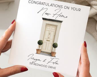 Tarjeta de felicitación personalizada para casa nueva con dirección