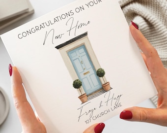 Tarjeta de felicitación personalizada para la inauguración de una nueva casa.