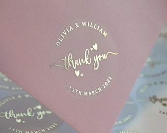 Thank You Wedding Stickers, Wedding Favour Thank You, Thank You Labels, Real Foil Thank You Stickers, Gold | Silver | Rose | Copper, D22