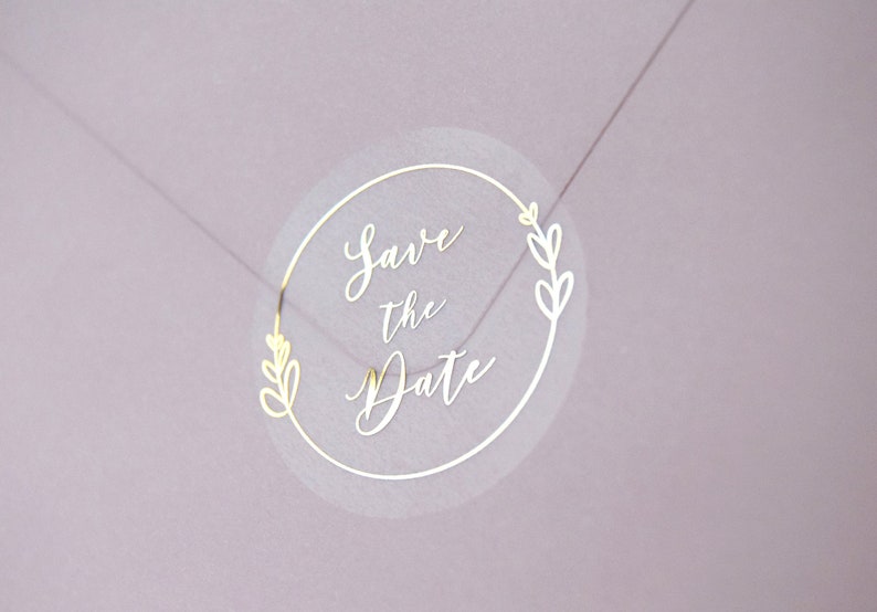 Gold Rose Silver and Copper Foil Foil Wedding Stickers Foil Transparent Stickers Save the date stickers Calligraphy Wedding Labels D24