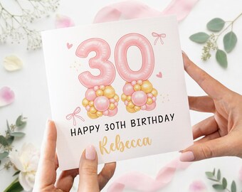 Tarjeta de cumpleaños número 30 personalizada para ella con nombre