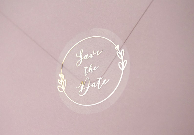 Gold Rose Silver and Copper Foil Foil Wedding Stickers Foil Transparent Stickers Save the date stickers Calligraphy Wedding Labels D24