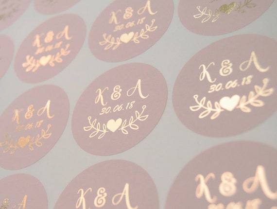 Gold Rose Silver and Copper Foil Foil Wedding Stickers Foil Transparent Stickers Save the date stickers Calligraphy Wedding Labels D24