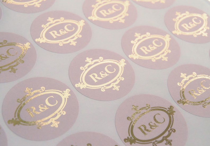 Envelope seals Favour Stickers D14 Engagement stickers Foil Stickers Monogram Foil Wedding Labels Foil Wedding Stickers