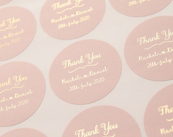 Thank You Stickers, Thank You Labels, Thank You Foil Labels, Wedding stickers, Wedding Thank You, Blush & Rose Gold, Rose Gold Wedding