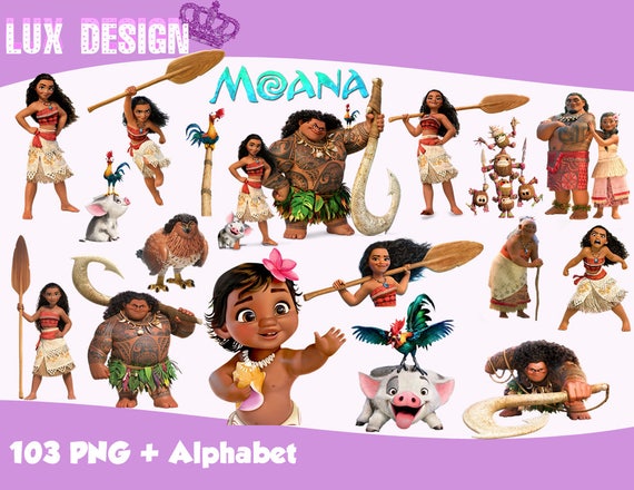 103 Moana Clipart Alphabet Png Images 300dpi Digital Clip Etsy