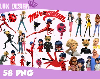 58 Miraculous Ladybug ClipArt- PNG Images 300dpi Digital, Clip Art, Instant Download, Graphics transparent background Scrapbook