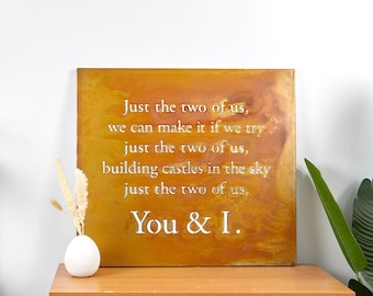 Just The Two Of Us You and I Metal Wall Art Words, Rustic Metal Wall Decor Romantic couple Gift, Simple Modern Wall Art Antique Metal Sign
