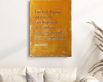 And I Think To Myself What A Wonderful World Metal Wall Art, Louis Armstrong song lyric wall art, 25th anniversary gifts For Men, Steel Art