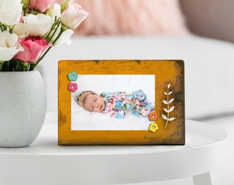 Botanical Metal Magnetic Picture Frame, Metal magnet Memo Board Photo Holder, Work From Home Photo Display Board, Multi Photo Frame Set