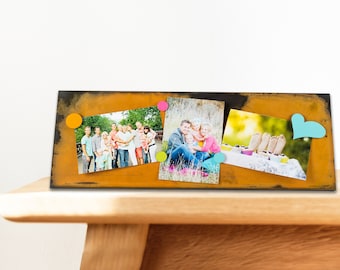 Large Metal Magnetic Picture Frame Memo Board, Unique Burnt Orange Magnetic Photo Gifts for women, Popular Office Desk Accessory Photo Frame