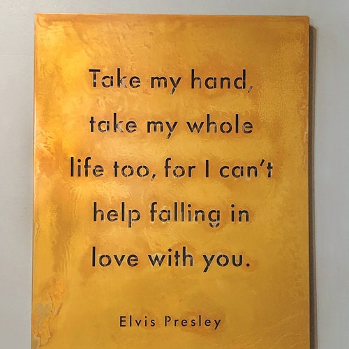 Elvis Presley Song Lyrics Metal Wall Art Sign Can T Help Etsy