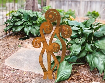 Abstract Metal Garden Stake, Steel Modern Abstract Garden Art, Rusty Metal Garden Sculpture, Copper Patina Garden Decor, Rusty Garden Art