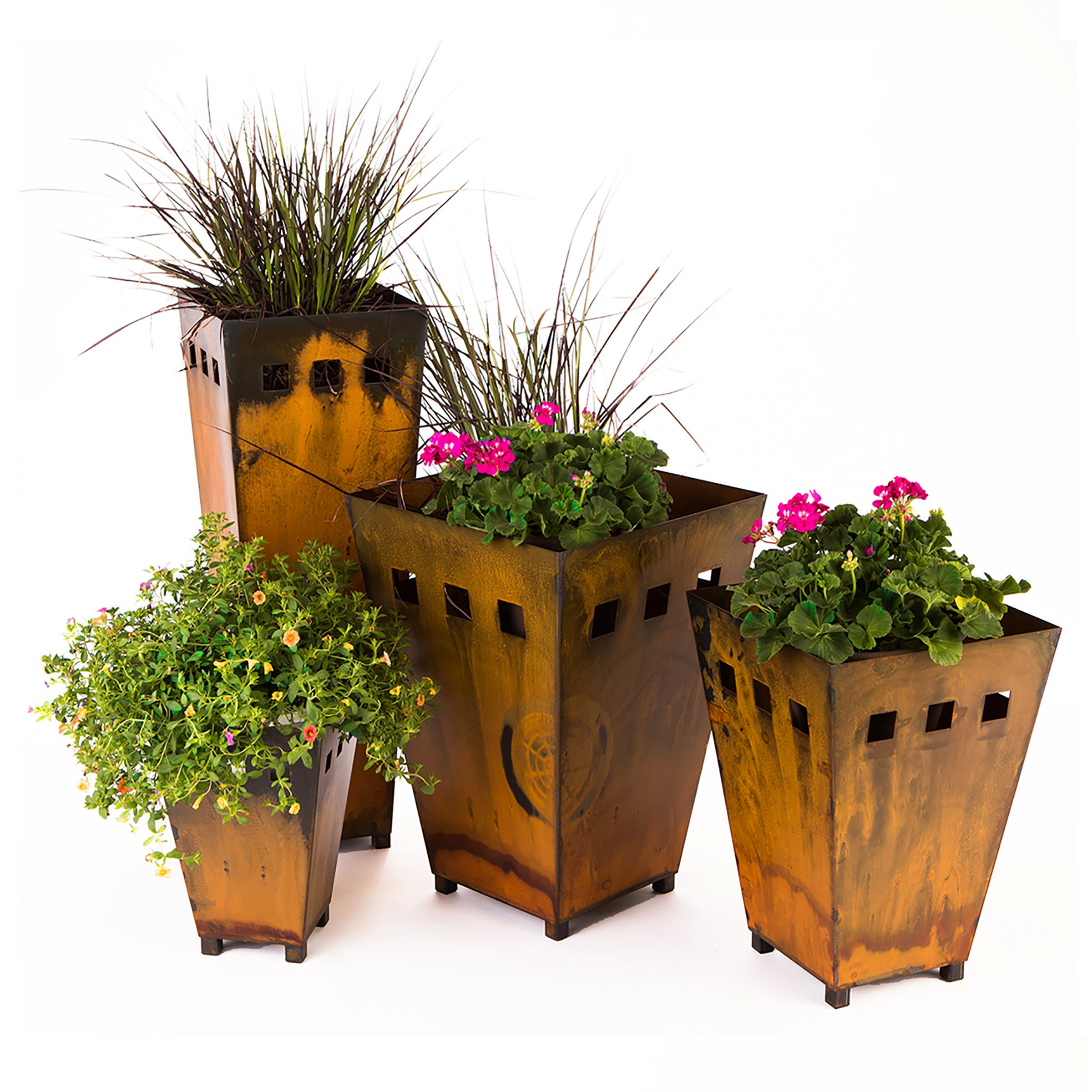 Large Rustic Metal Planter Outdoor Aesthetic Garden Etsy