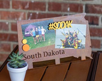South Dakota Shape Magnetic Frame, Midwest SD State Cutout Frame, Magnet Photo Frame Gift, Travel Keepsake Frame, South Dakokta Souvenir