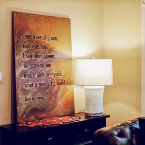 What a Wonderful World Wall Art, Rust Metal Art, Louis Armstrong Song Lyric Sign, Classic Music Wall Decor Above Couch, Wedding Anniversary