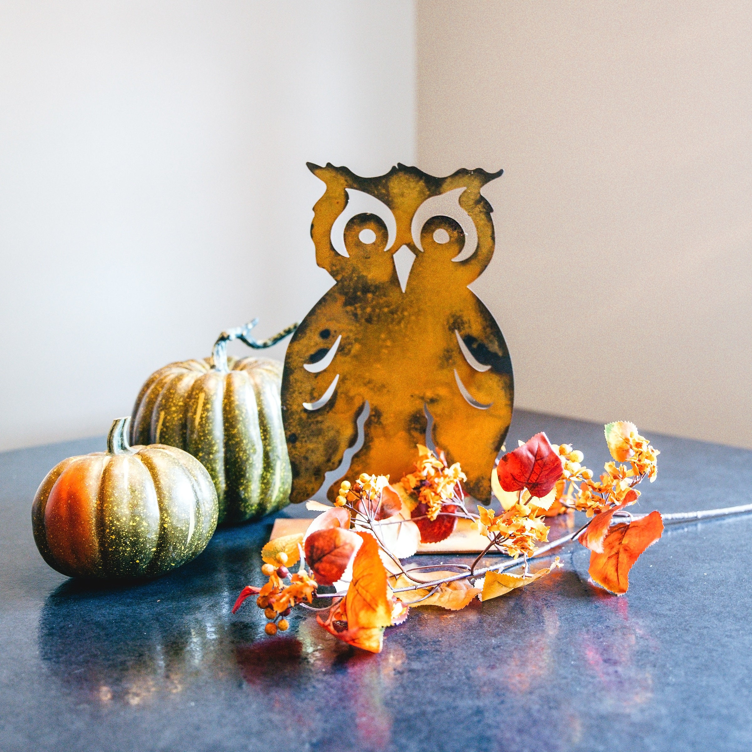 Rustic Owl Fall Centerpiece Decor Autumn Owl figurine Etsy
