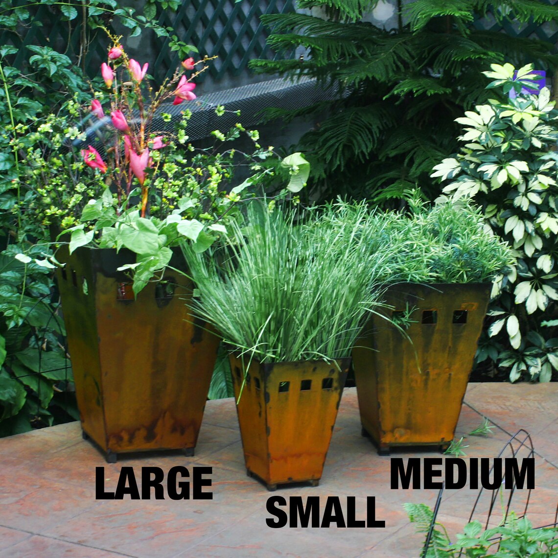 Large Rustic Metal Planter Outdoor Aesthetic Garden Etsy