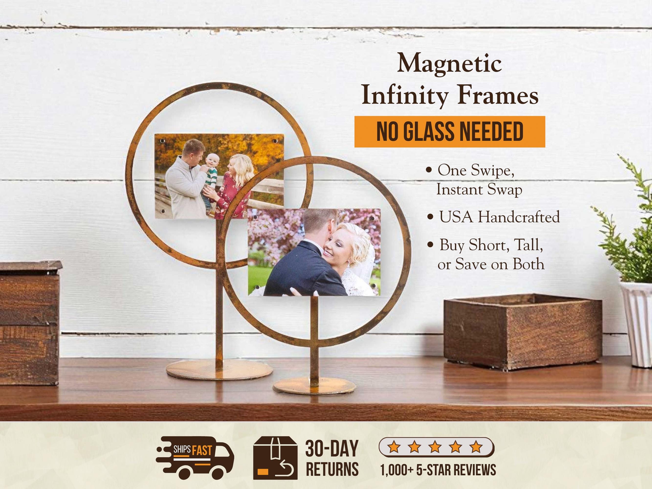Infinity Picture Frame, Infinity Symbol Photo Frame, Rustic Metal Picture Frame,Copper Patina Wall Art,Primitive Wedding or Anniversary Gift