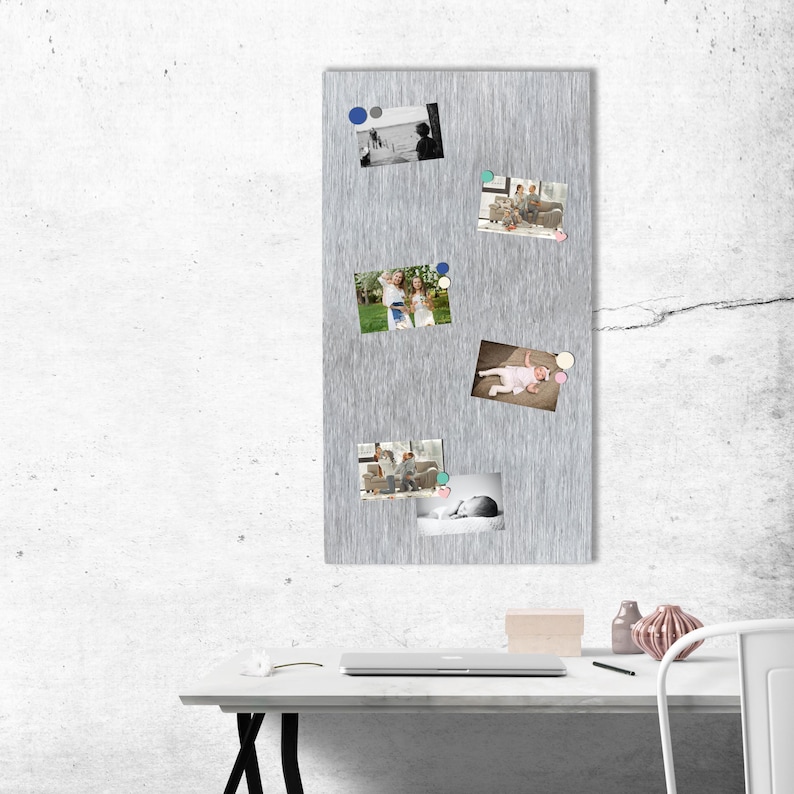 Extra Large Rustic Magnet Board, Farmhouse Memo Board, Rustic Magnetic Board, Primitive Metal Decor, Modern Magnetic Memo Board Metal Memo Brush Finish