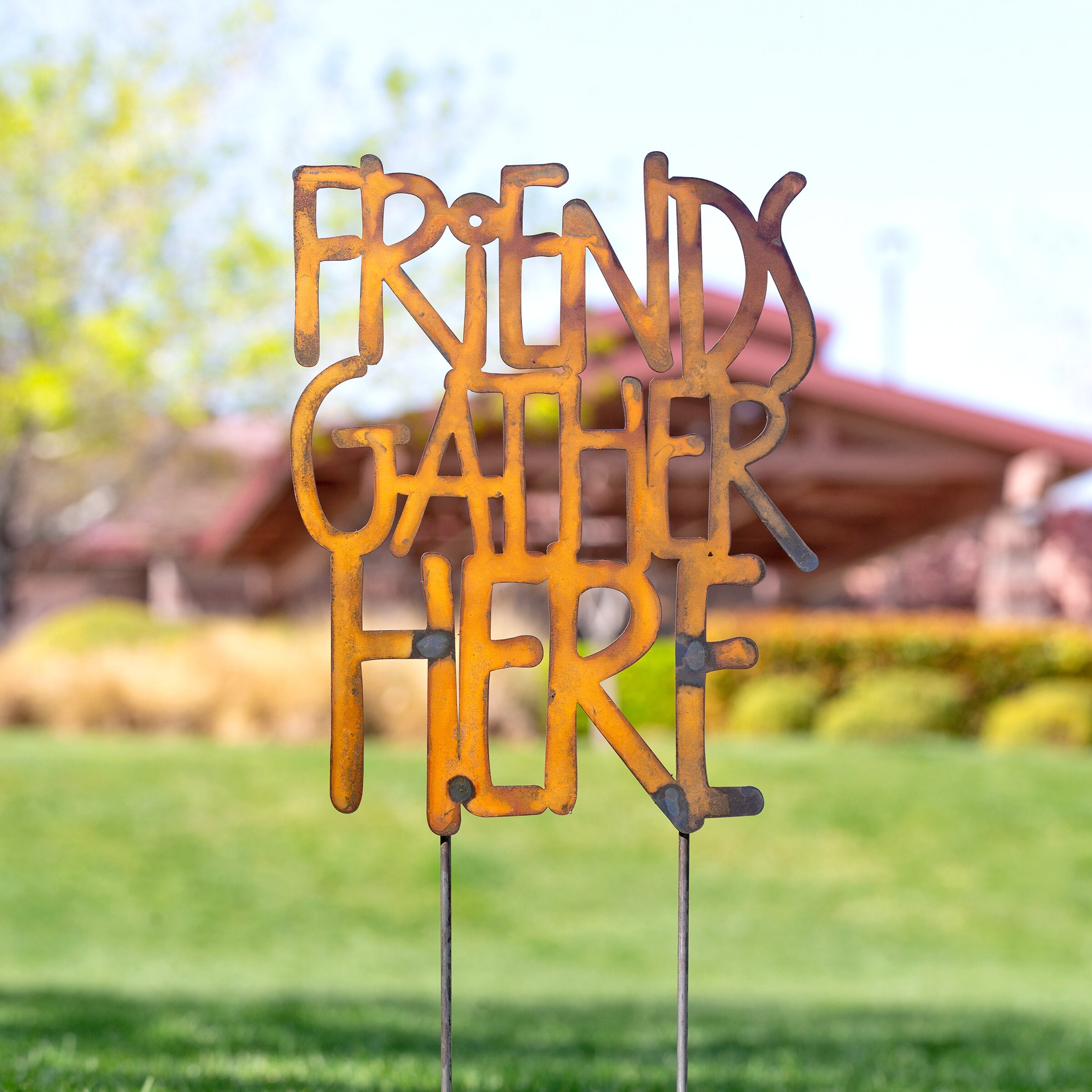 Metal Yard Art Garden Decor Stakes Rustic Metal Quote Outdoor Etsy