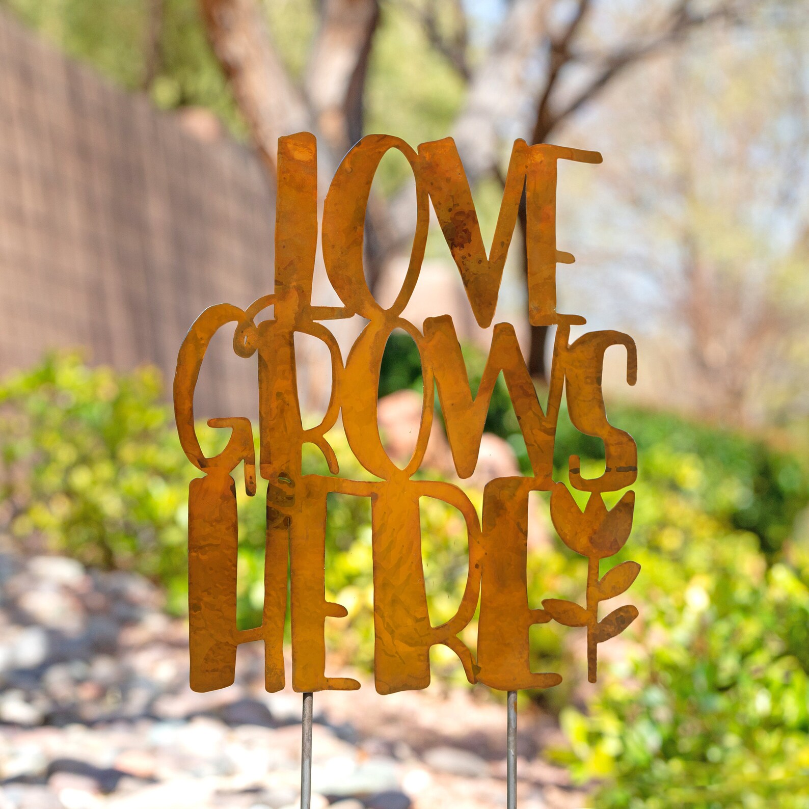 Love Grows Here Metal Garden Decor Outdoor Spring Decor Etsy