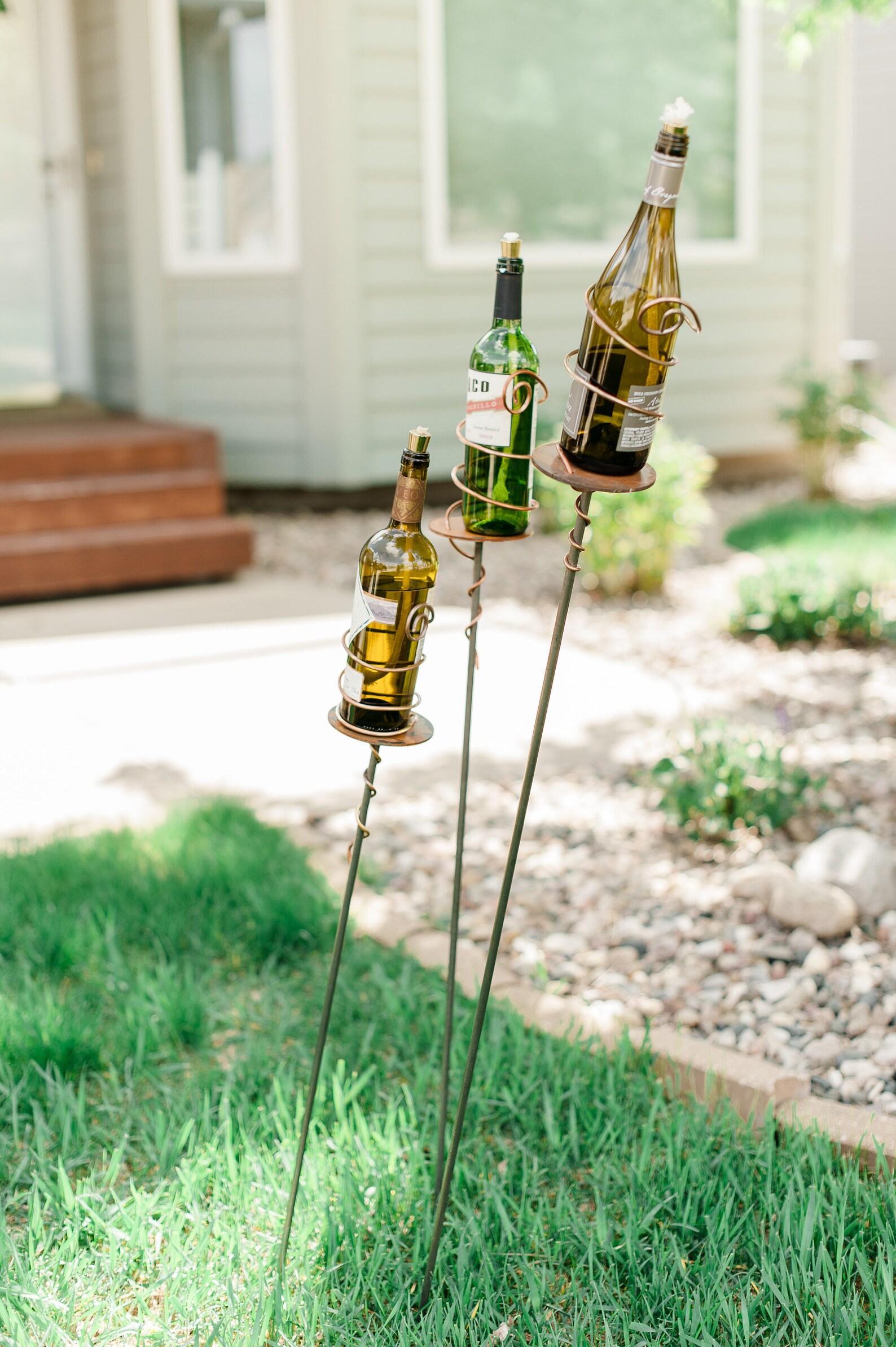 Metal Wine Bottle Holder Yard Art Garden Decor Rustic Patina Etsy